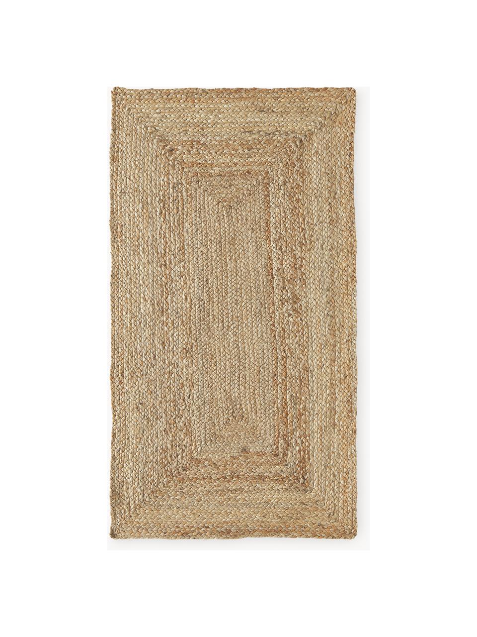 Handgemaakt juten vloerkleed Sharmila, 100% jute, Bruin, B 60 x L 90 cm (maat XXS)