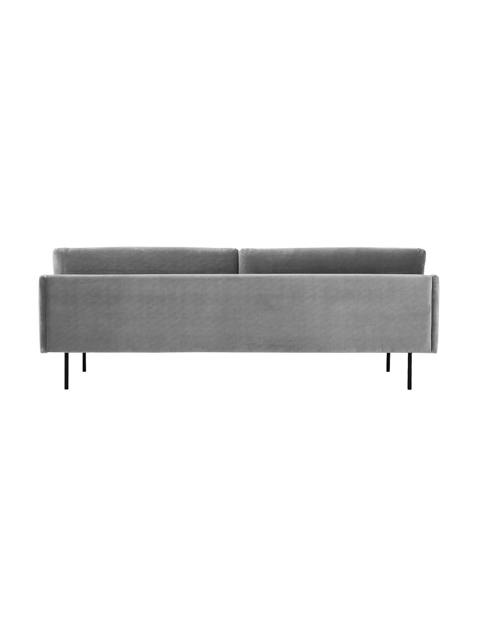 Sofa z aksamitu Moby (3-osobowa), Tapicerka: aksamit (wysokiej jakości, Stelaż: lite drewno sosnowe z cer, Nogi: metal malowany proszkowo, Szary aksamit, S 220 x G 95 cm