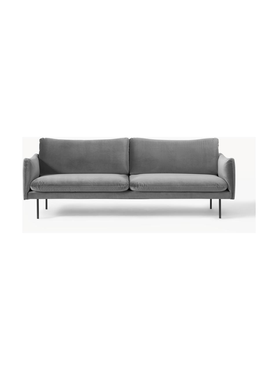 Samt-Sofa Moby (3-Sitzer), Bezug: Samt (Hochwertiger Polyes, Gestell: Massives Kiefernholz, Samt Grau, B 220 x T 95 cm