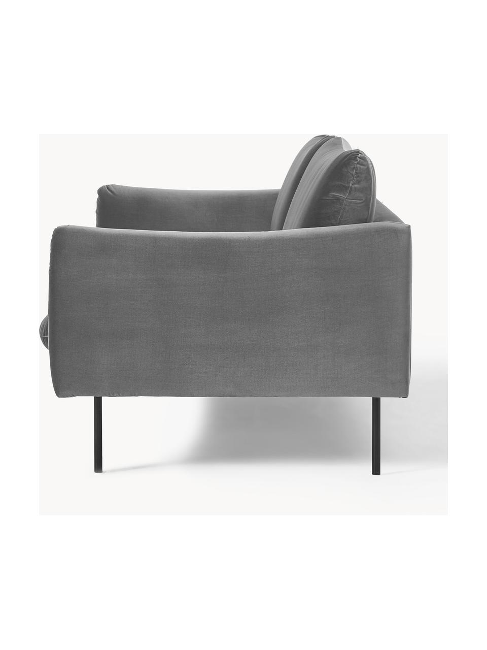 Samt-Sofa Moby (3-Sitzer), Bezug: Samt (Hochwertiger Polyes, Gestell: Massives Kiefernholz, Samt Grau, B 220 x T 95 cm