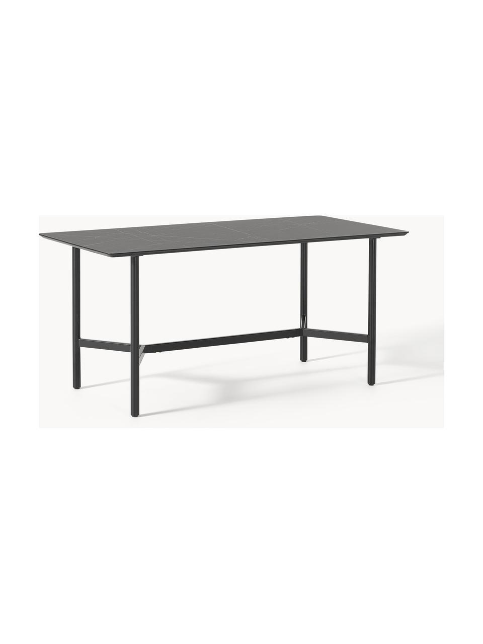 Mesa de aspecto mármol para exterior Connor, Tablero: cerámica, Estructura: metal pintado, Aspecto mármol negro, negro, An 160 x F 85 cm