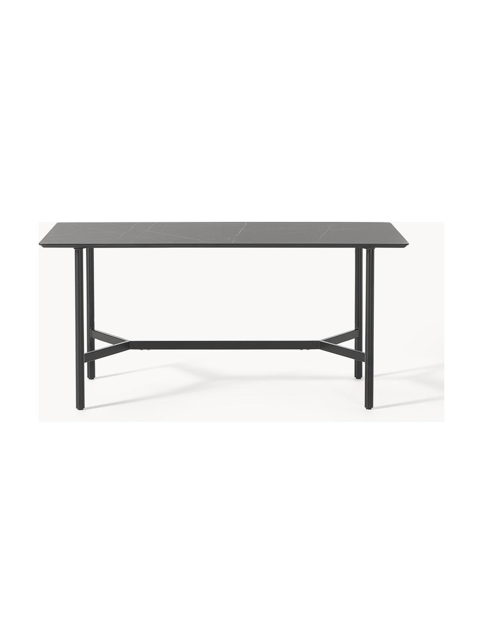 Mesa de aspecto mármol para exterior Connor, Tablero: cerámica, Estructura: metal pintado, Aspecto mármol negro, negro, An 160 x F 85 cm