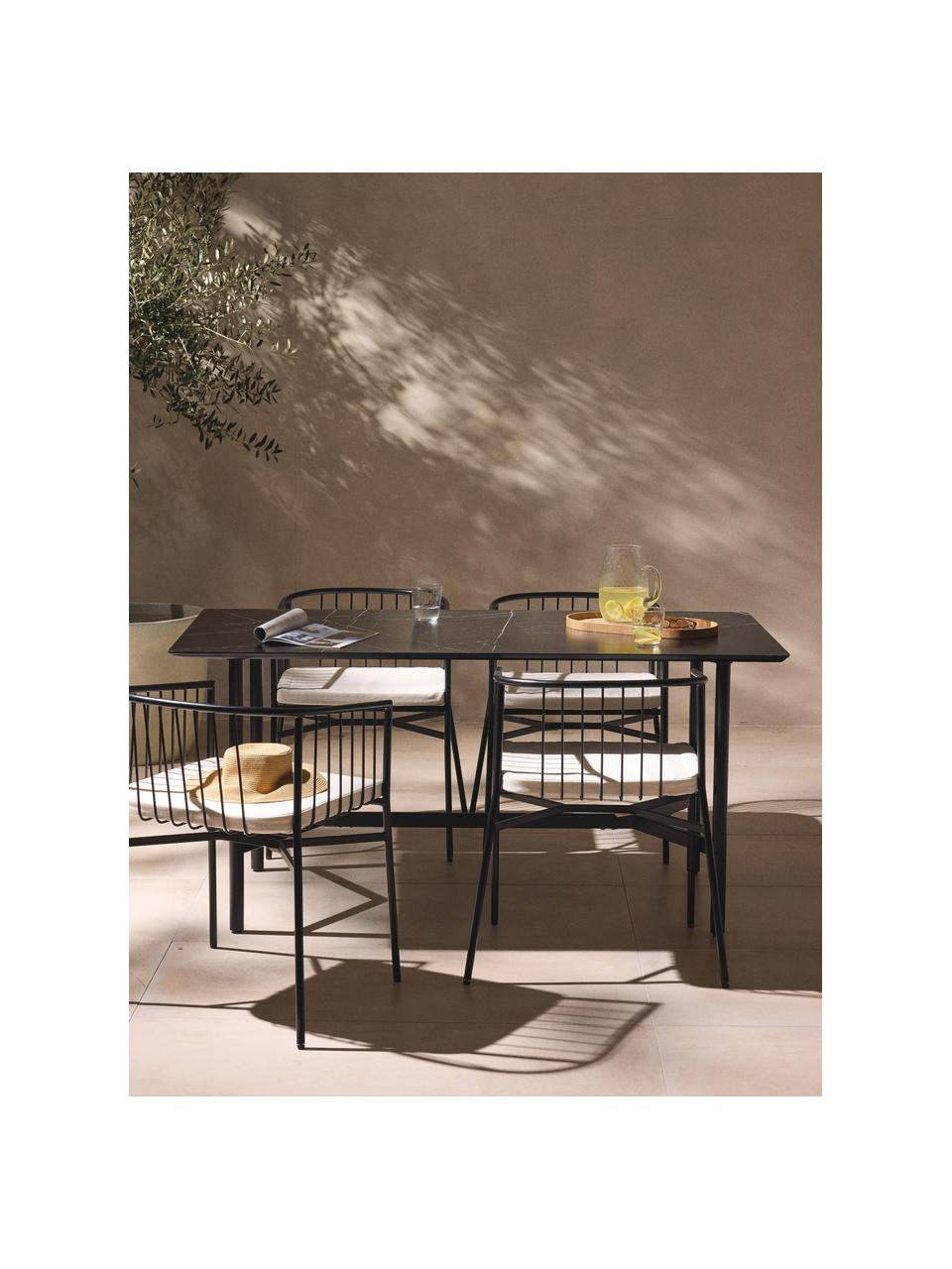 Table de jardin look marbre Connor, 160 x 85 cm, Noir, marbré, larg. 160 x prof. 85 cm