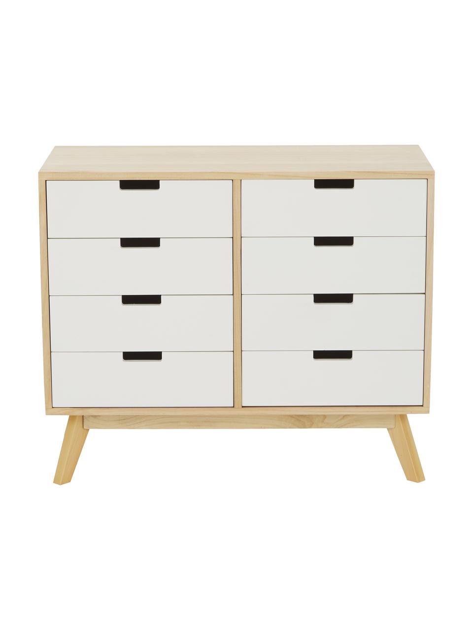 Cassettiera Milano, Bianco, legno di paulownia, Larg. 79 x Prof. 65 cm