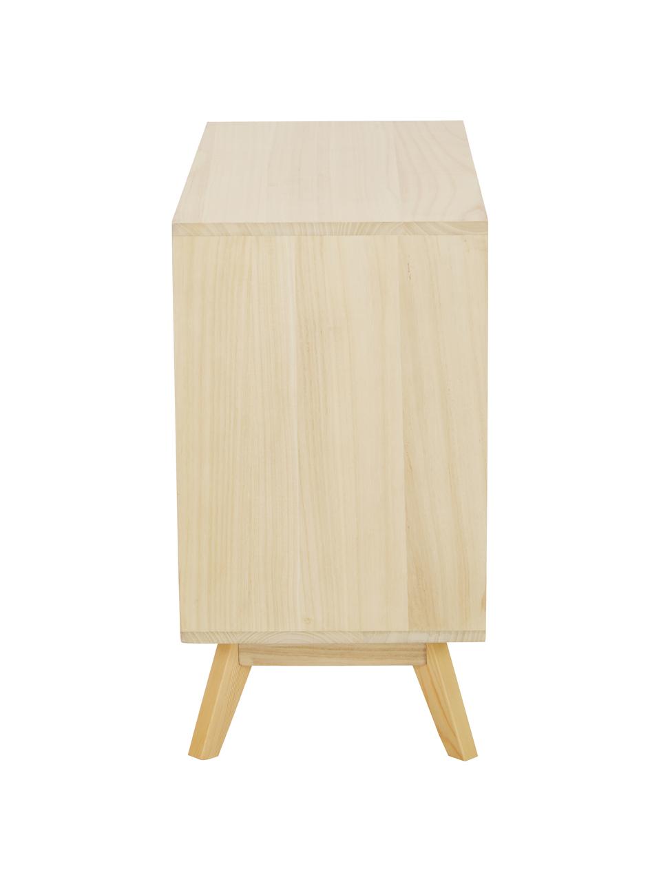 Cómoda cajonera Milano, Estructura: tablero de fibras de dens, Blanco, madera de Paulownia, An 79 x Al 65 cm