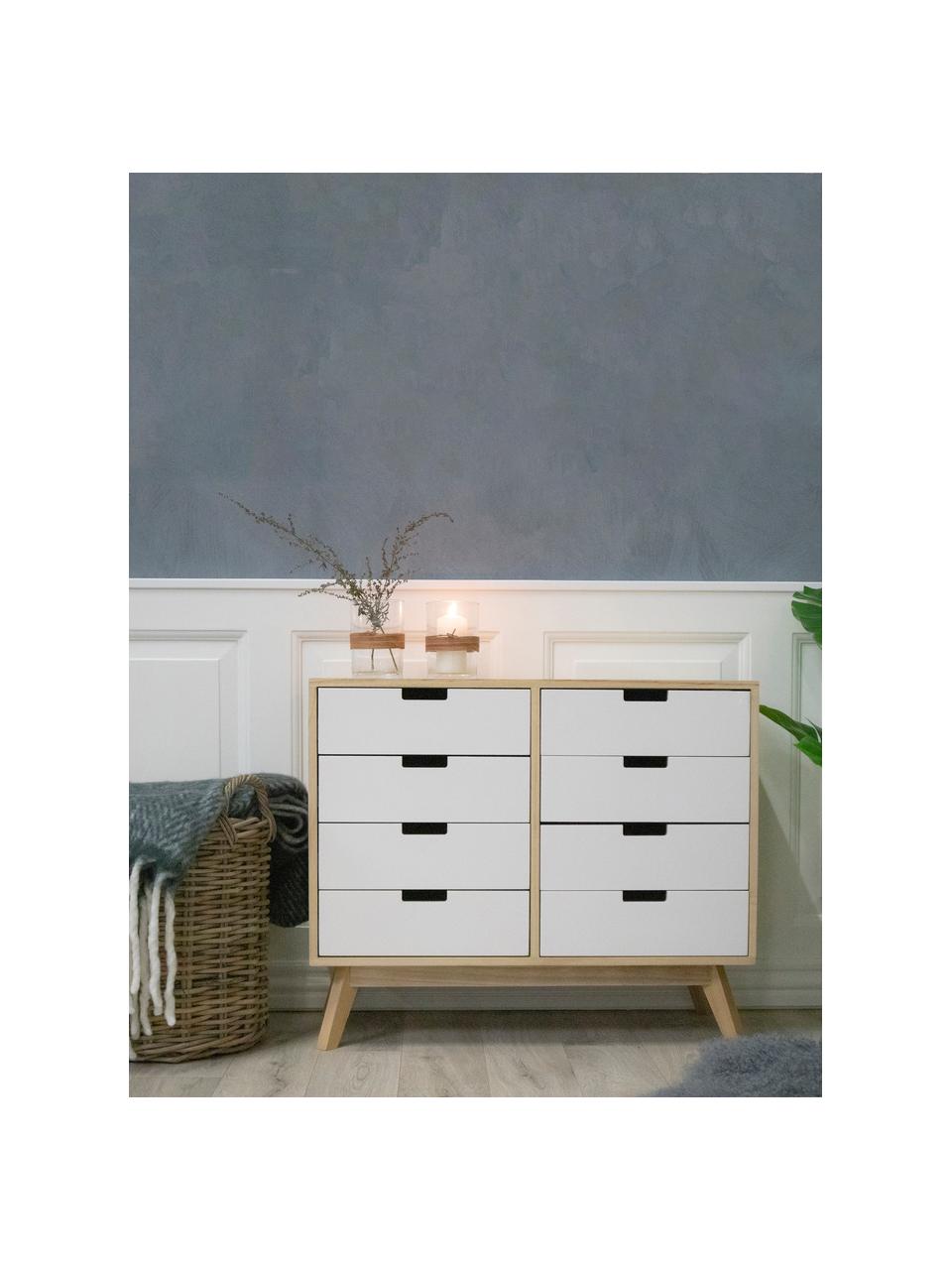 Cassettiera Milano, Bianco, legno di paulownia, Larg. 79 x Prof. 65 cm