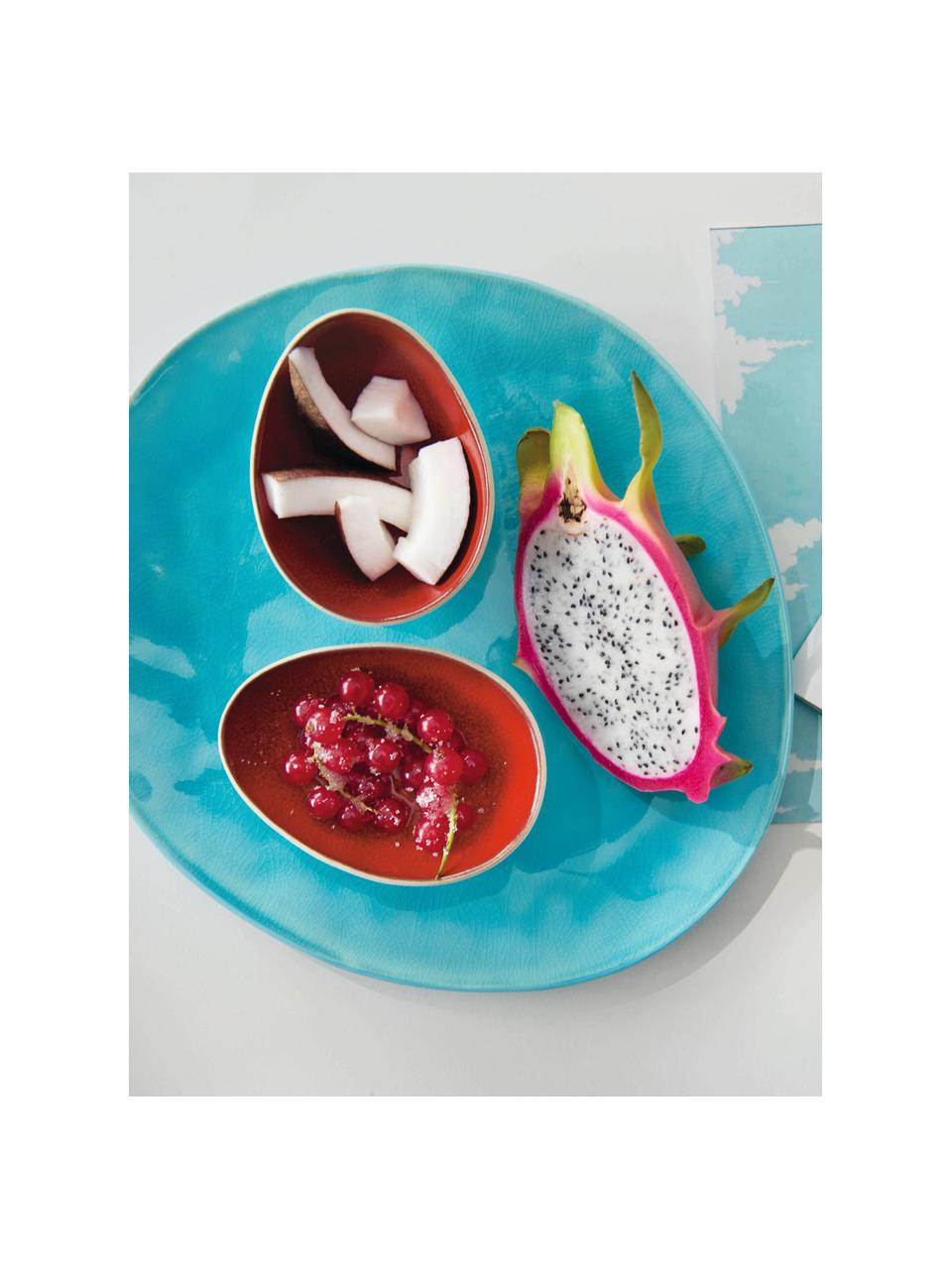 Porzellan-Frühstücksteller à la Plage mit Craquelé-Glasur matt/glänzend, 2 Stück, Porzellan, Craquele-Glasur, Türkis, 20 x 2 cm
