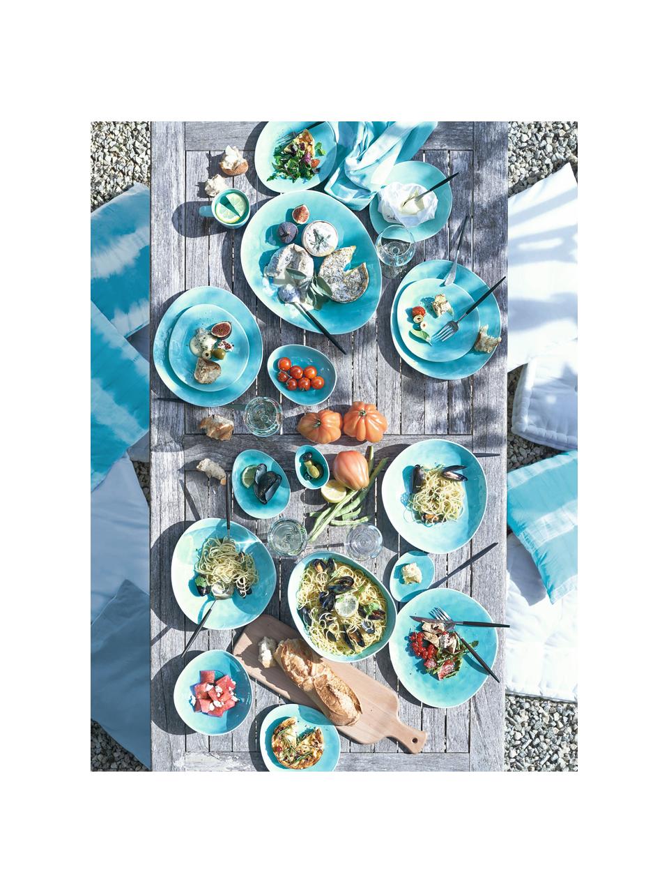 Porseleinen ontbijtborden à la Plage met craquelé glazuur mat/glanzend, 2 stuks, Porselein, craquelé glazuur, Turquoise, 20 x 2 cm
