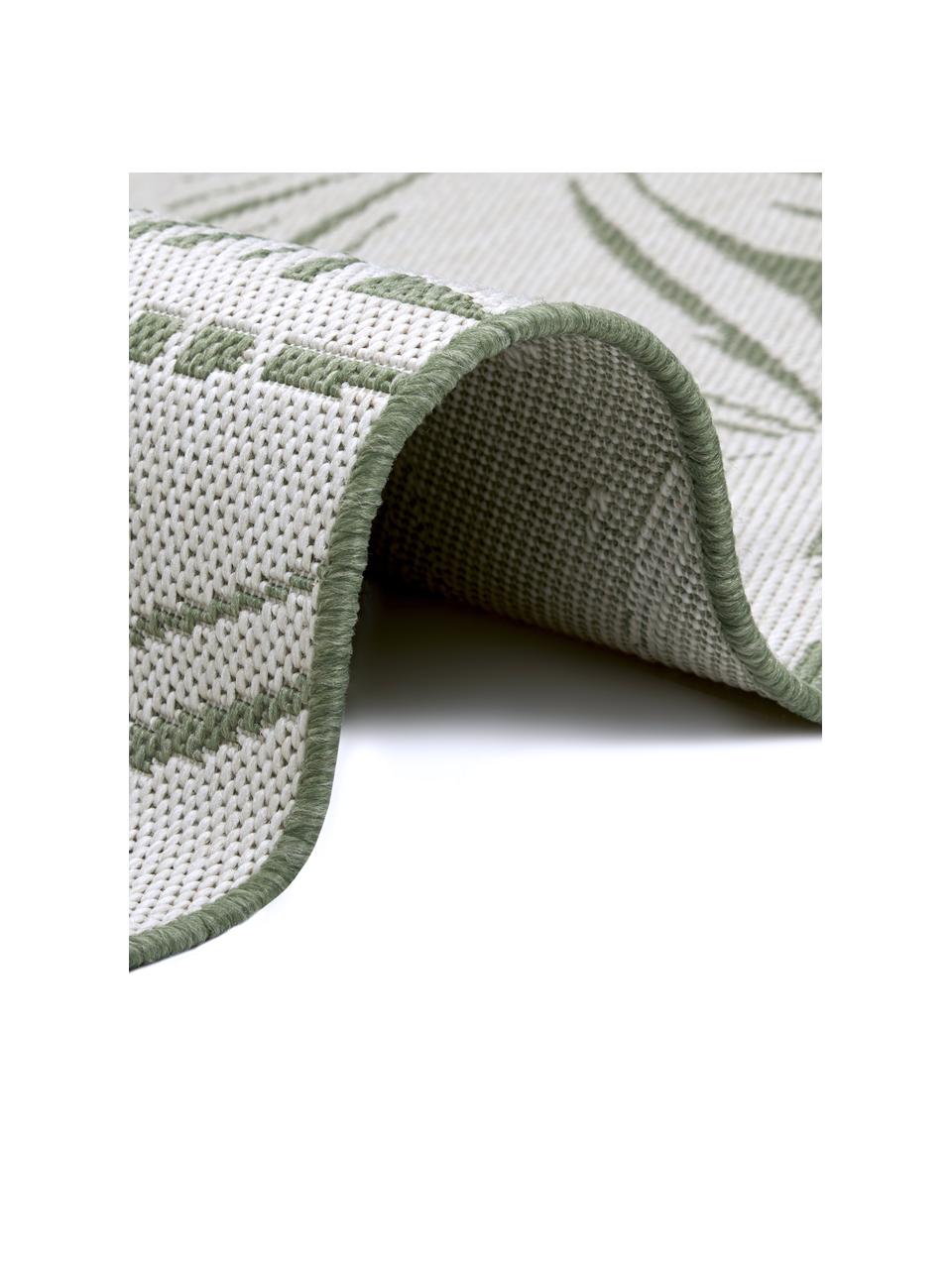 In- & outdoor vloerkleed Lagosi met palmmotief in crèmewit/groen, 100% polypropyleen, Crèmewit, groen, B 80 x L 150 cm (maat XS)