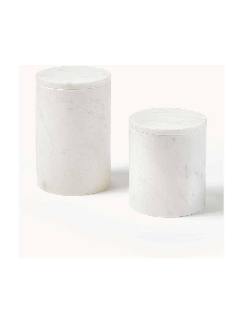 Boîtes de rangement en marbre Agata, 2 élém., Marbre, Blanc, marbré, Lot de différentes tailles