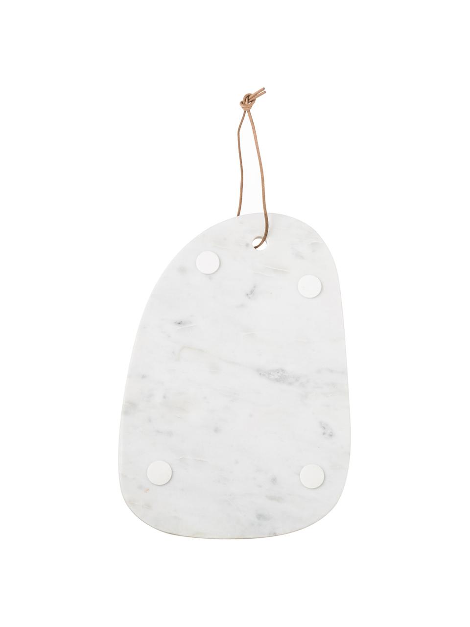 Tagliere in marmo Classic, Cinturino sospensione: similpelle, Bianco marmorizzato, Larg. 24 x Lung. 35 cm