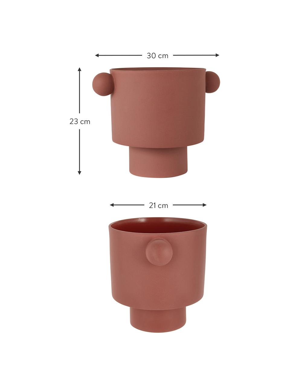 Grote handgemaakte plantenpot Ika van keramiek, Keramiek, Terracottakleurig, Ø 30 x H 23 cm