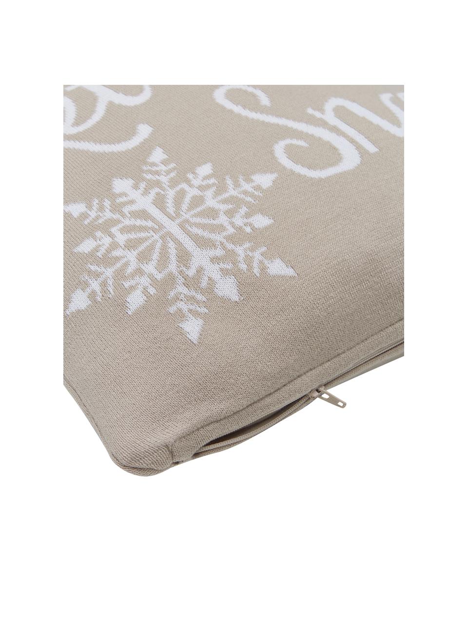 Povlak na polštář Let It Snow, 100% česaná bavlna, Béžová, Š 40 cm, D 40 cm