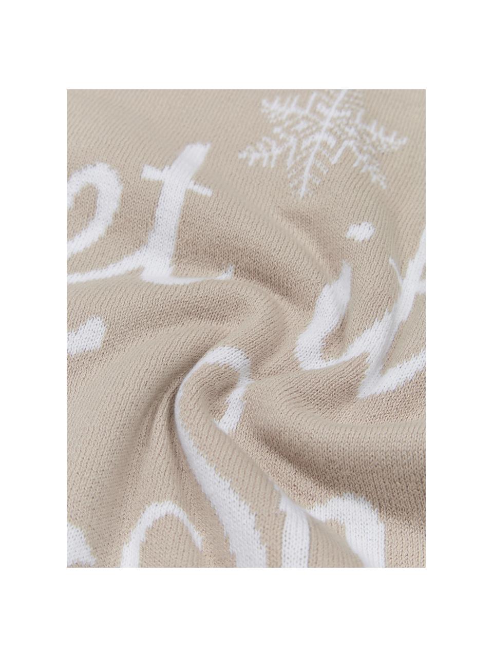 Housse de coussin 40x40 Let It Snow, 100 % coton peigné, Beige, blanc, larg. 40 x long. 40 cm