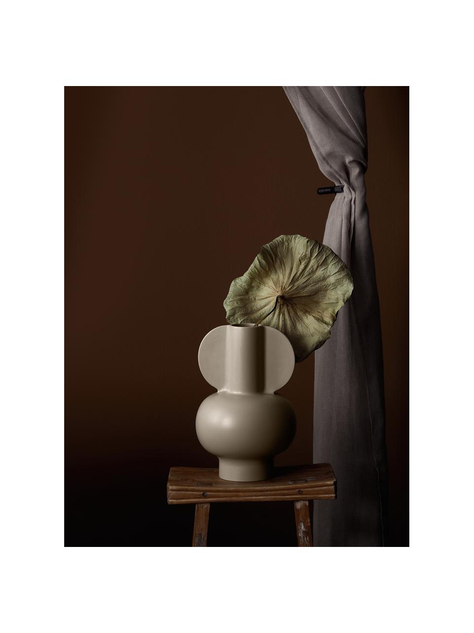 Vase design Caria, Grès cérame, Beige, Ø 26 x haut. 40 cm