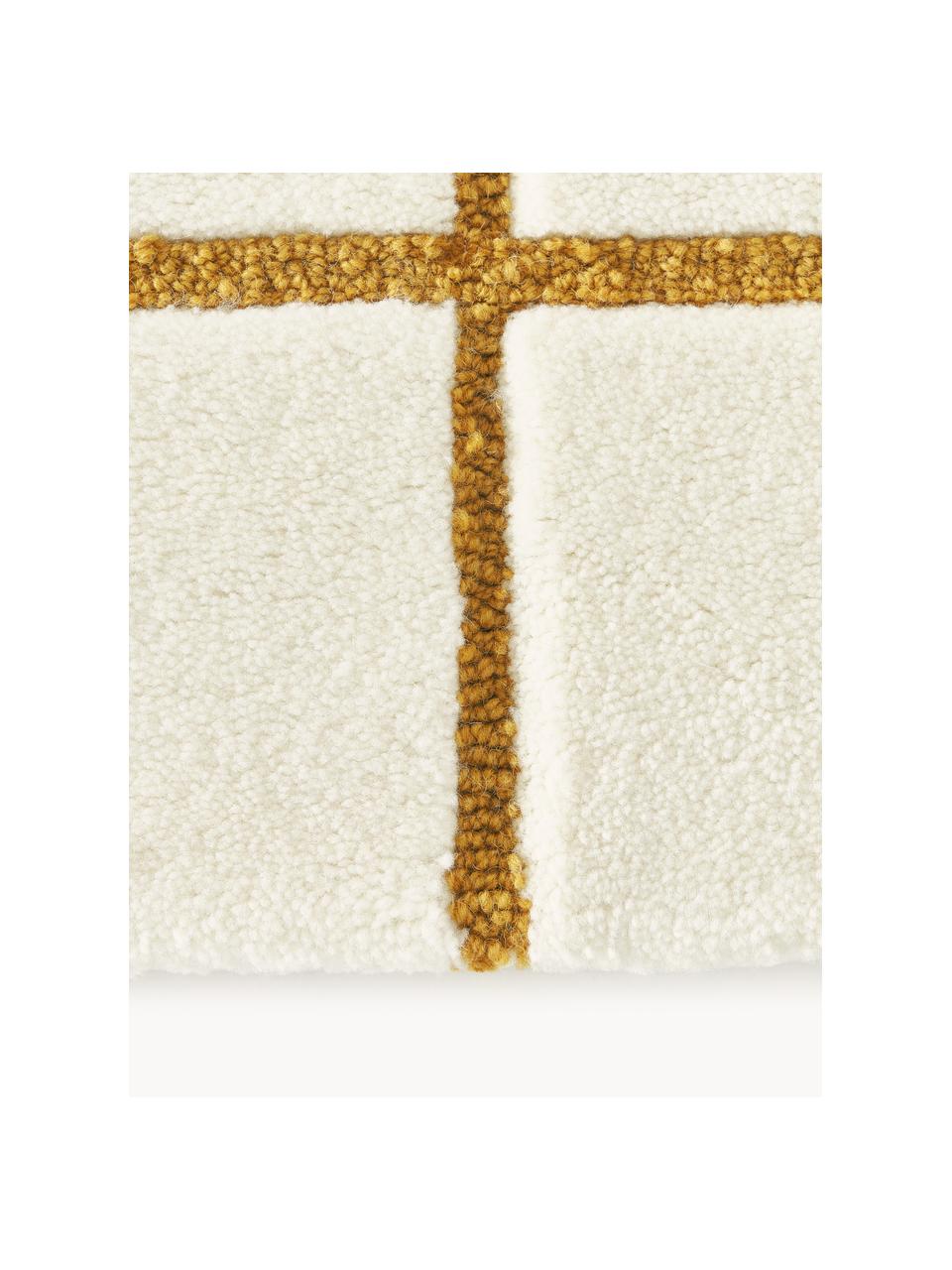 Tapis en laine tufté à la main Kallie, Blanc cassé, ocre, larg. 80 x long. 150 cm (taille XS)