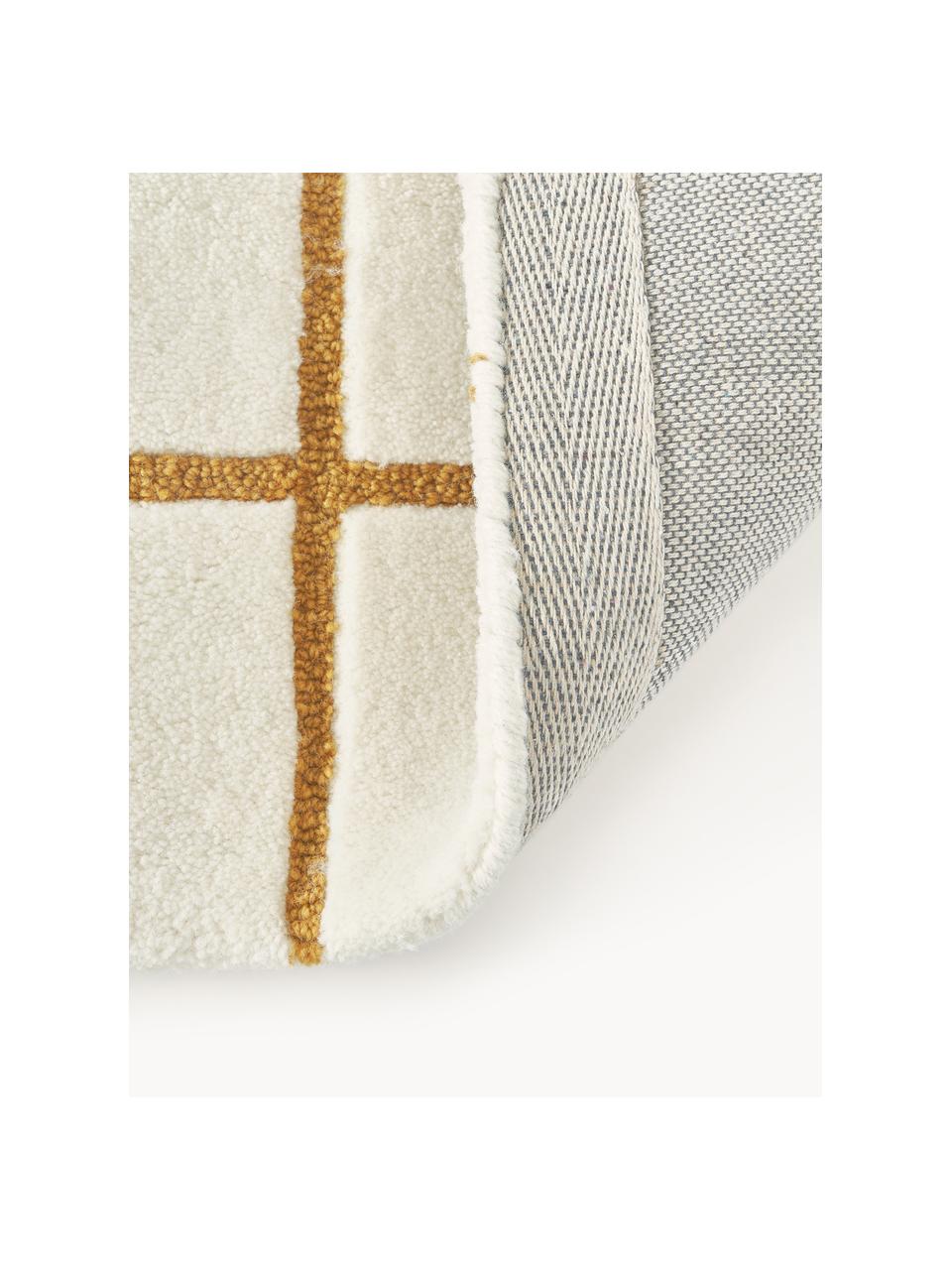 Tapis en laine tufté à la main Kallie, Blanc cassé, ocre, larg. 80 x long. 150 cm (taille XS)