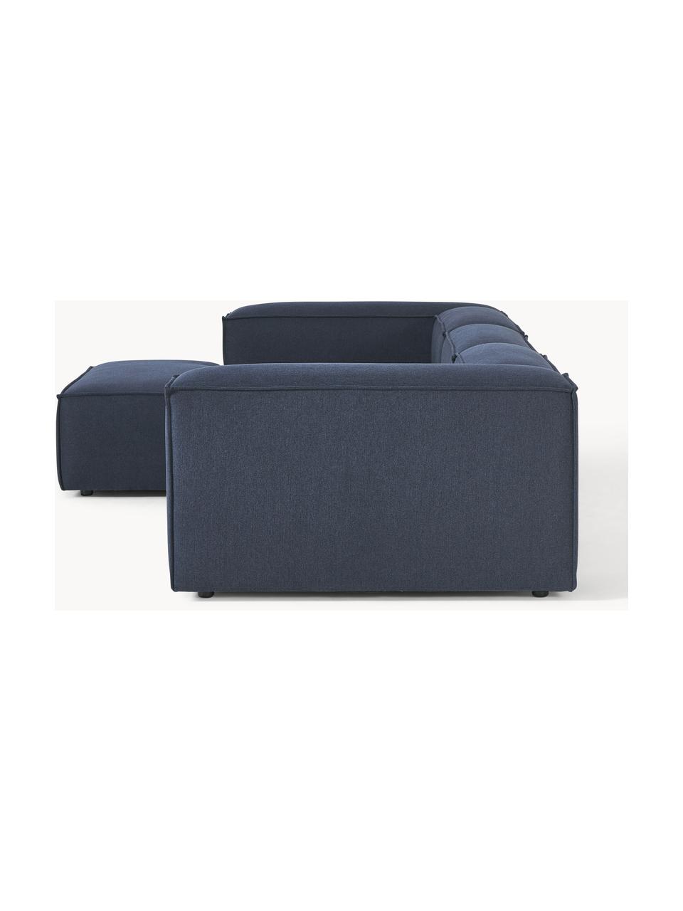 Modulares Ecksofa Lennon, Bezug: 100 % Polyester Der strap, Gestell: Massives Kiefernholz, Spe, Webstoff Dunkelblau, B 327 x T 180 cm, Eckteil links