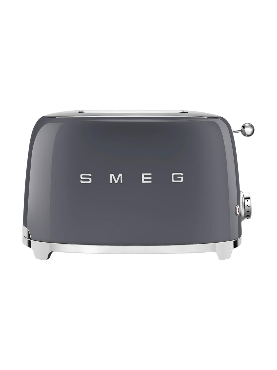 Kompakt Toaster 50's Style, Edelstahl, lackiert, Grau, glänzend, B 31 x H 20 cm