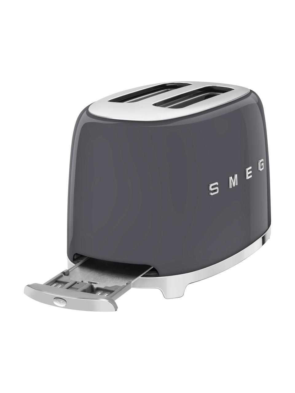 Kompakt Toaster 50's Style, Edelstahl, lackiert, Grau, glänzend, B 31 x T 20 cm