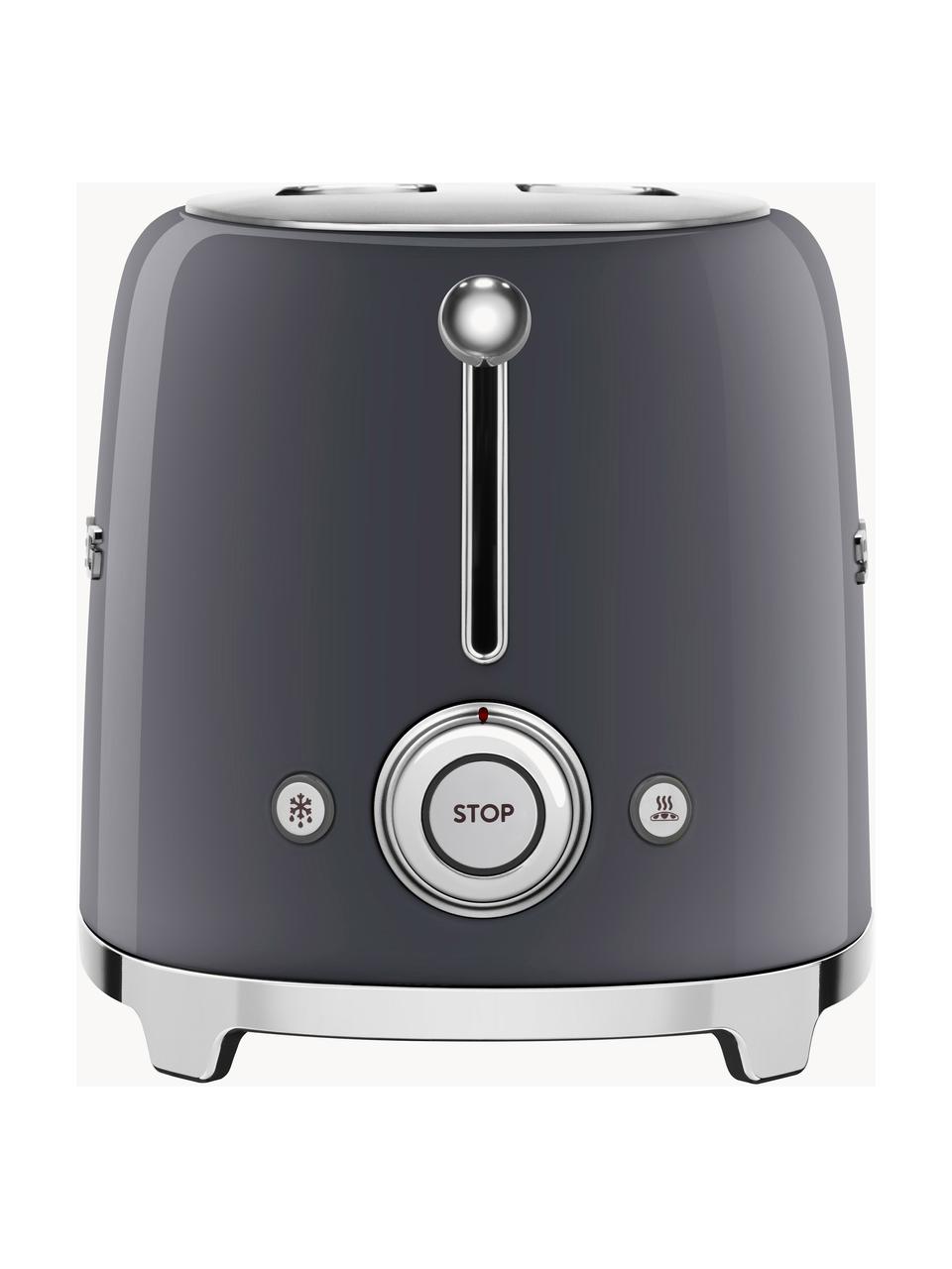 Kompakt Toaster 50's Style, Edelstahl, lackiert, Dunkelgrau, glänzend, B 31 x T 20 cm