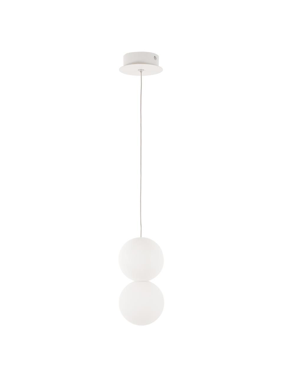 Lampa wisząca ze szkła i betonu Zero, Biały, Ø 10 x W 20 cm