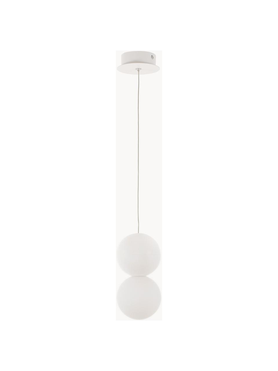 Lampada a sospensione piccola in vetro e cemento Zero, Paralume: intonaco, vetro opalino, Baldacchino: alluminio rivestito, Bianco, Ø 10 x Alt. 20 cm