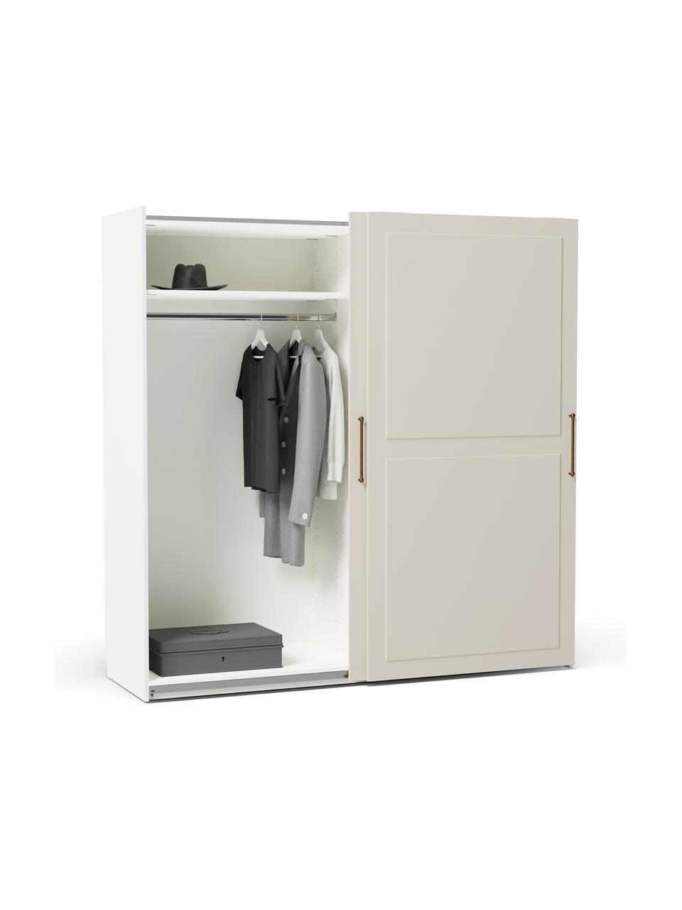 Modulaire schuifdeurkast Charlotte, 200 cm breed, diverse varianten, Beige, Basis interieur, B 200 x H 200 cm