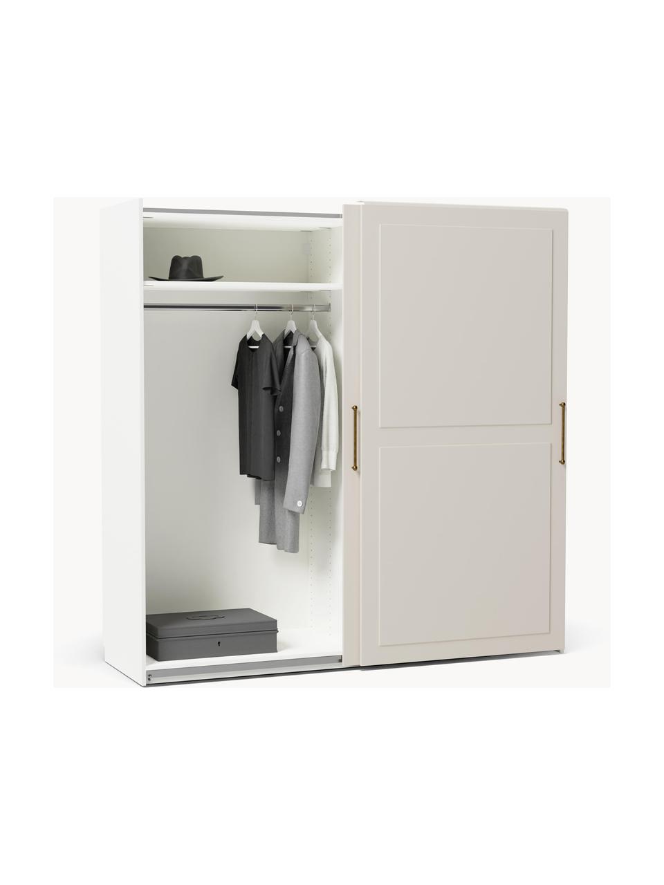 Modularer Schwebetürenschrank Charlotte, 200 cm Breite, mehrere Varianten, Korpus: Spanplatte, melaminbeschi, Beige, Premium Interior, B 200 x H 236 cm