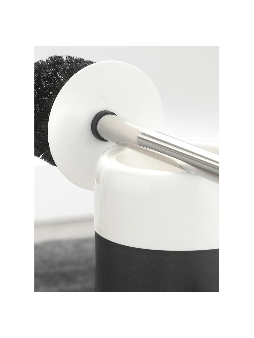 Brosse pour WC Sphere, Récipient : noir, blanc Brosse pour WC : acier inoxydable, Ø 10 x haut. 38 cm