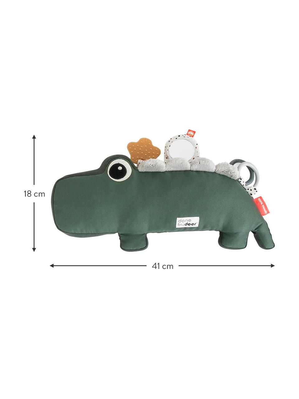 Spielzeug Tummy Time Croco, Bezug: 50% Baumwolle, 50% Polyes, Grün, B 41 x H 18 cm