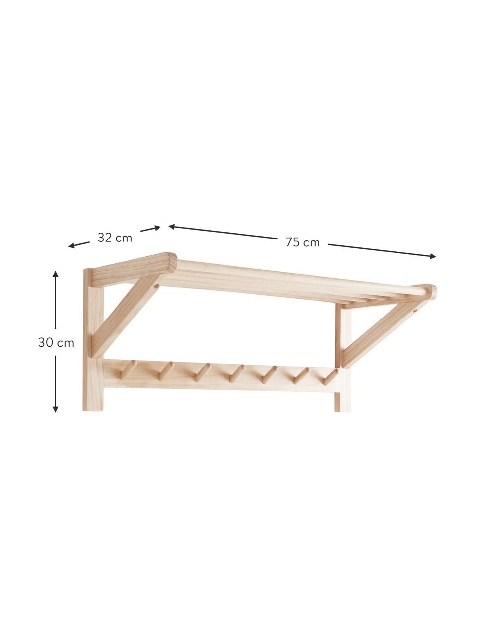 Nástenný vešiak s priestorom na klobúky z borovicového dreva Cole, Borovicové drevo, s FSC certifikátom, Borovicové drevo, Š 75 x V 32 cm