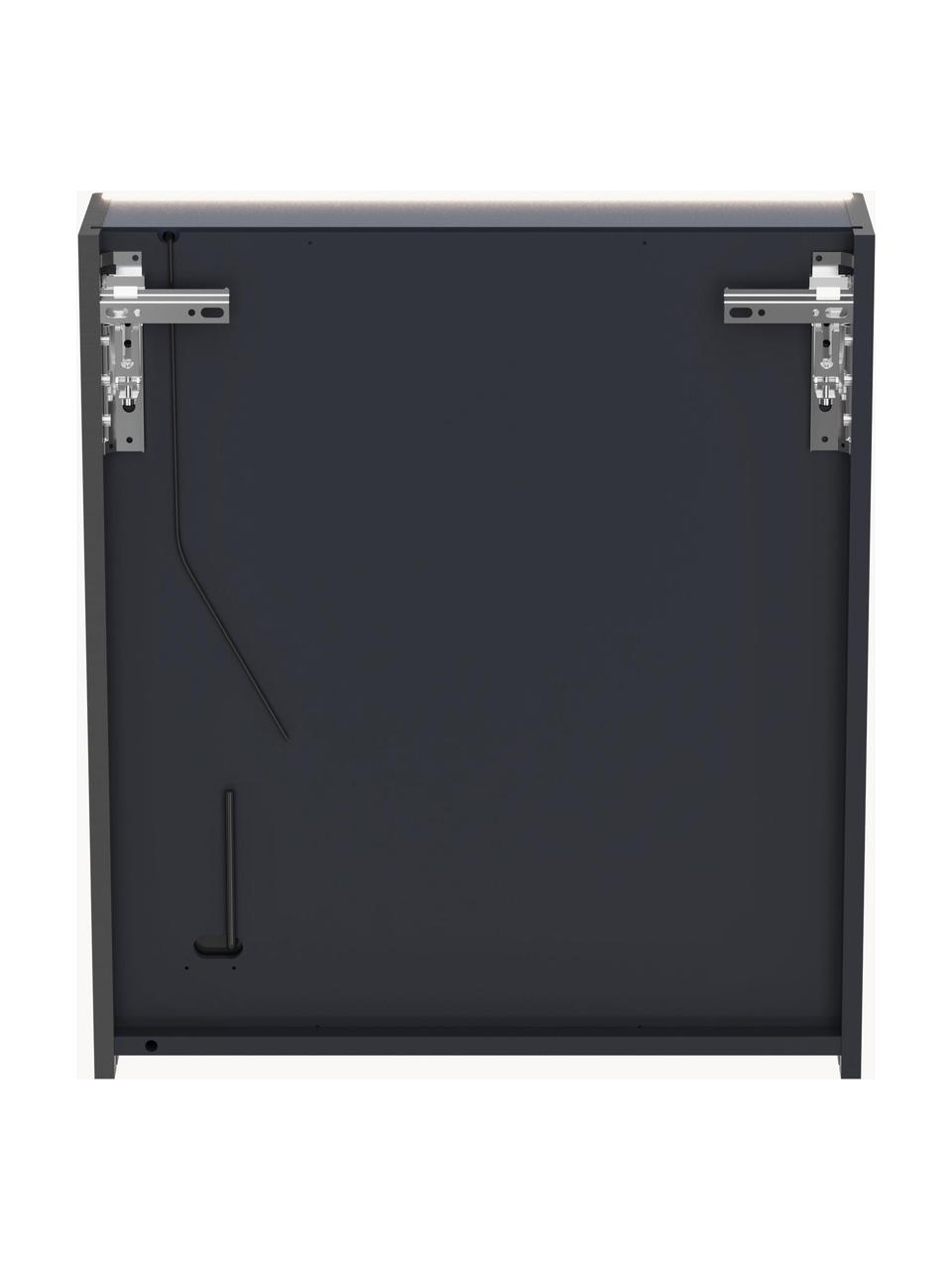 Szafka łazienkowa z lustrem LED Nesta, Korpus: płyta wiórowa pokryta mel, Czarny, S 60 x W 70 cm