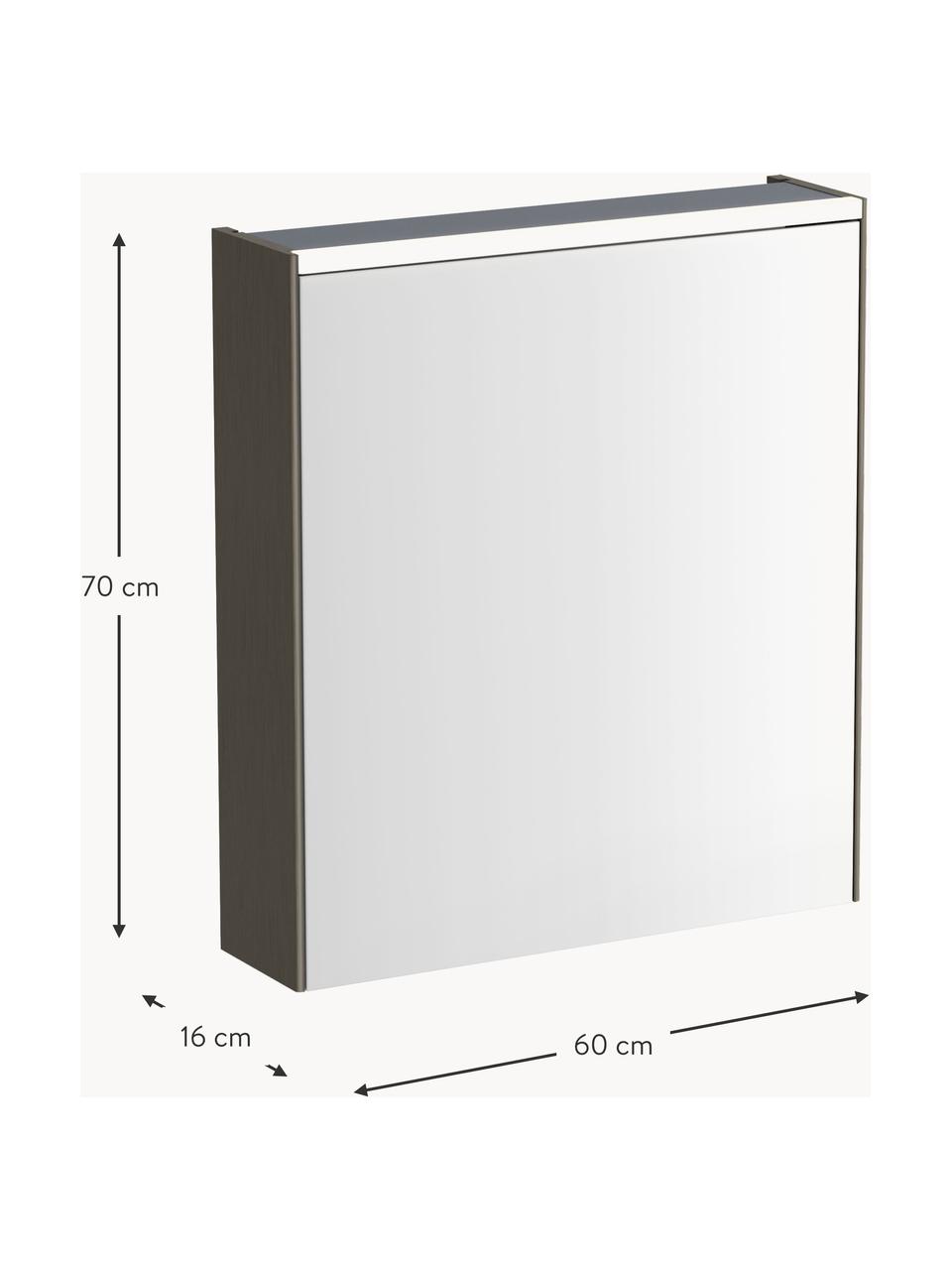 Szafka łazienkowa z lustrem LED Nesta, Korpus: płyta wiórowa pokryta mel, Czarny, S 60 x W 70 cm