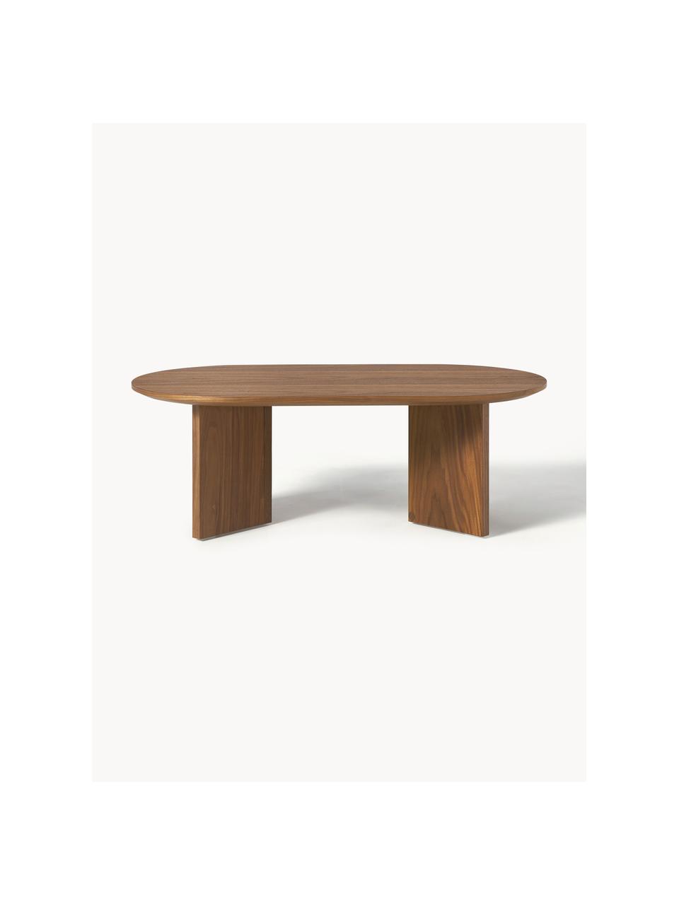 Table basse ovale en bois Toni, MDF avec placage en bois de noyer, laqué, Bois de noyer, Ø 100 x haut. 55 cm