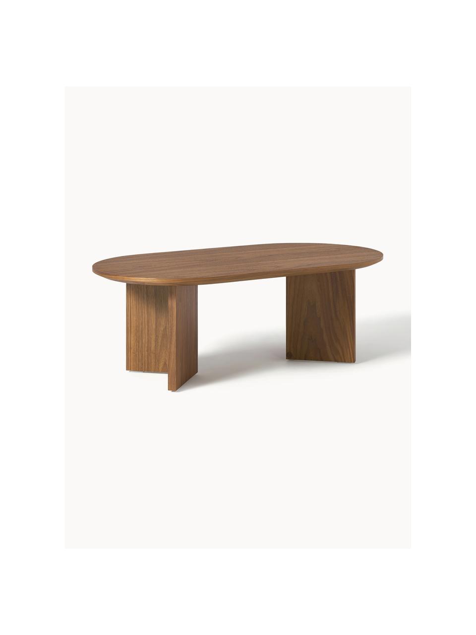 Table basse ovale en bois Toni, MDF avec placage en bois de noyer, laqué, Bois de noyer, Ø 100 x haut. 55 cm