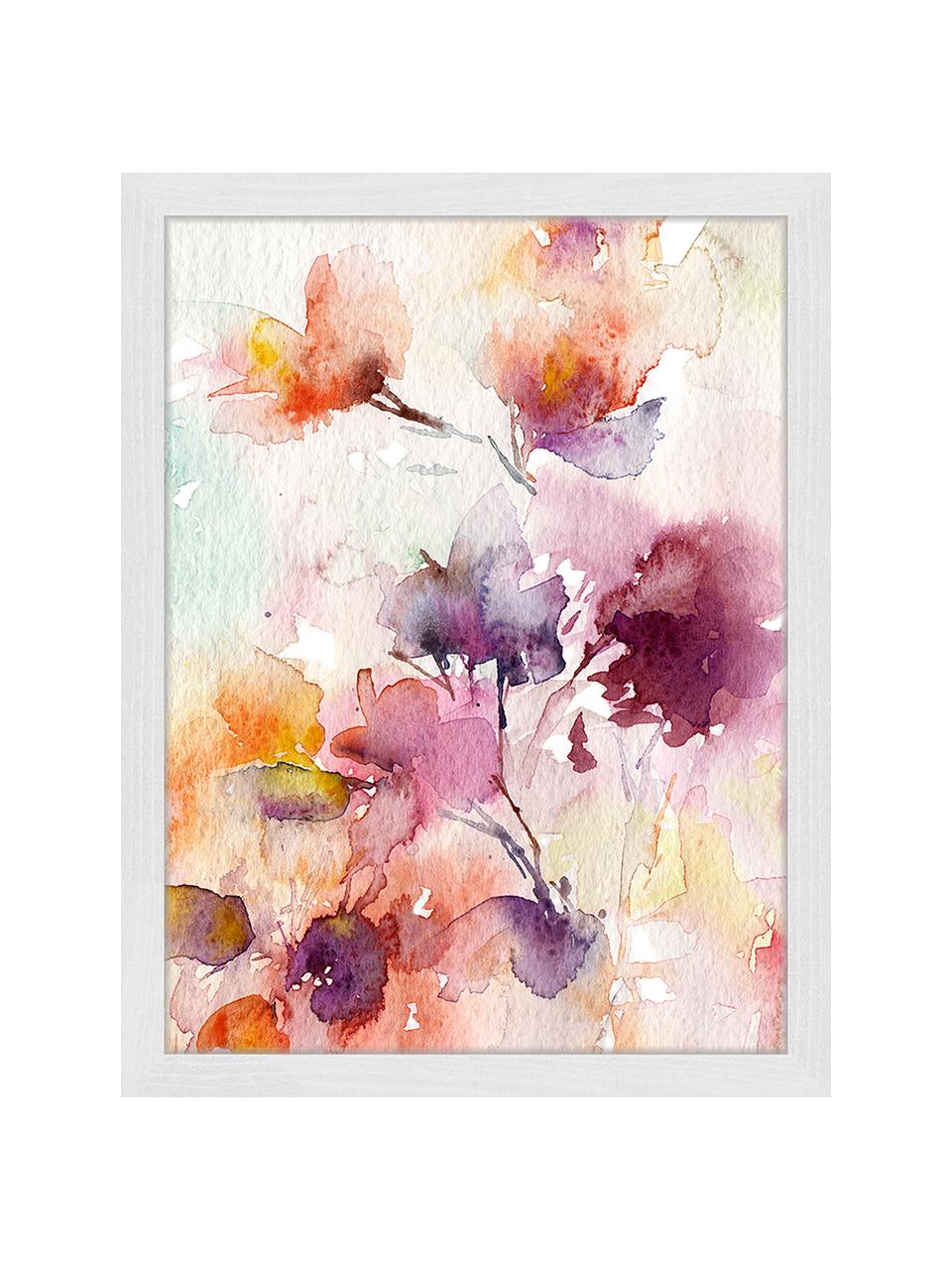 Stampa digitale incorniciata Abstract Flowers, Immagine: stampa digitale su carta,, Cornice: legno verniciato, Fiori astratti, Larg. 33 x Alt. 43 cm