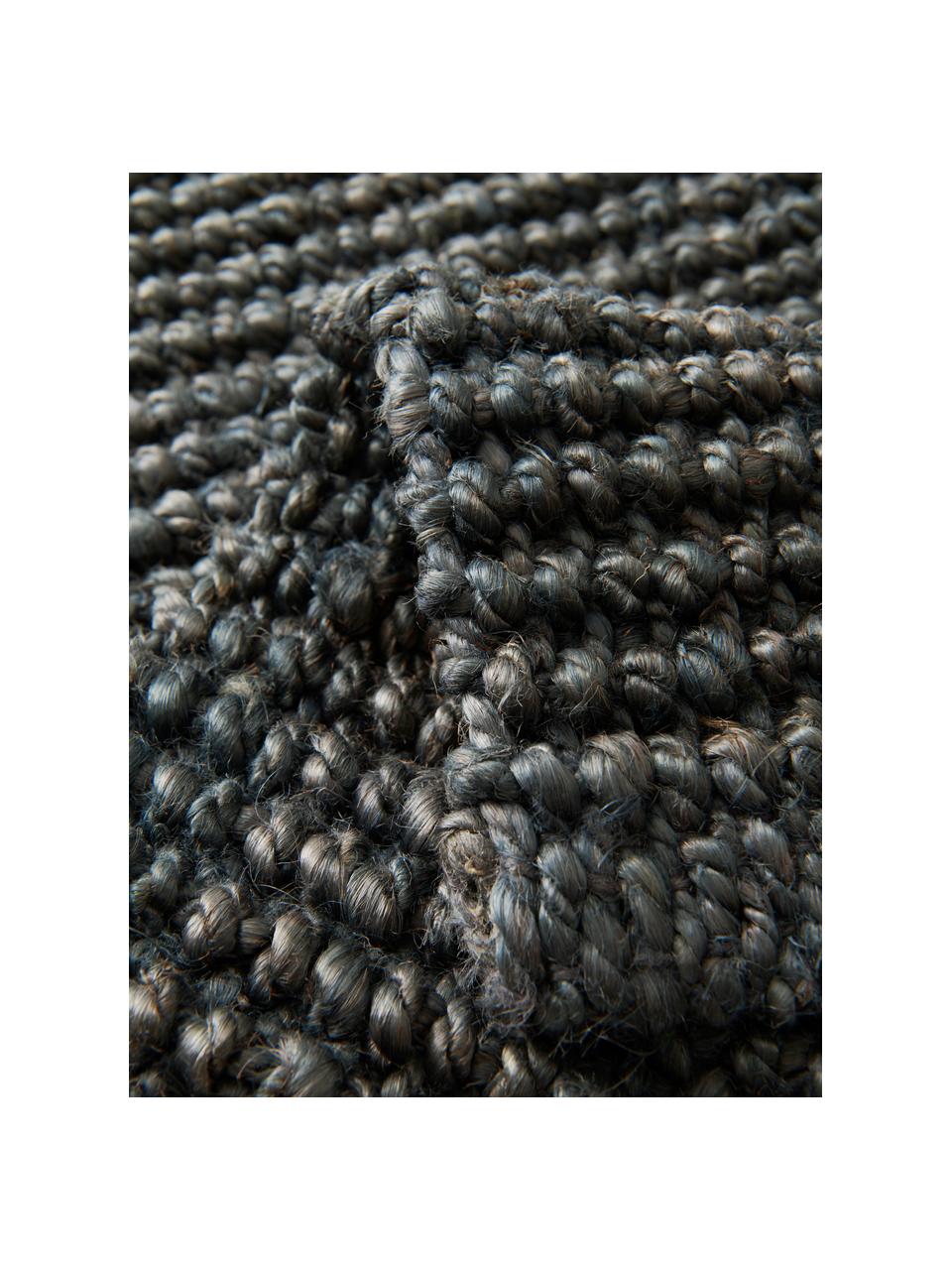 Handgeweven deurmat Lara met verhoogd hoog-laag structuur, 100% jute, Donkergrijs, B 60 x L 90 cm