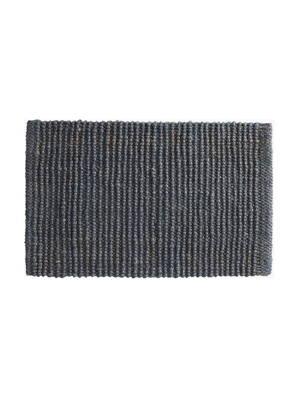 Zerbino tessuto a mano con struttura alta-bassa rialzata Lara, 100% juta, Grigio scuro, Larg. 60 x Lung. 90 cm