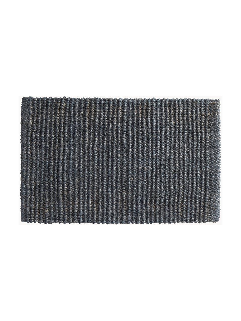 Paillasson à texture en relief tissé main Lara, 100 % jute, Gris foncé, larg. 60 x long. 90 cm