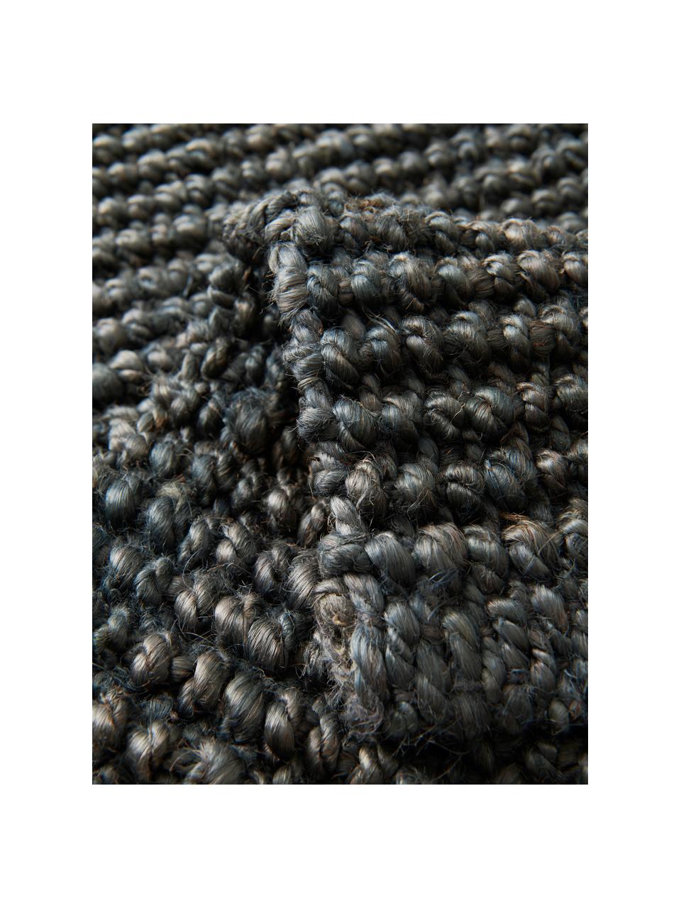 Zerbino tessuto a mano con struttura in rilievo Lara, 100% juta, Antracite, Larg. 60 x Lung. 90 cm