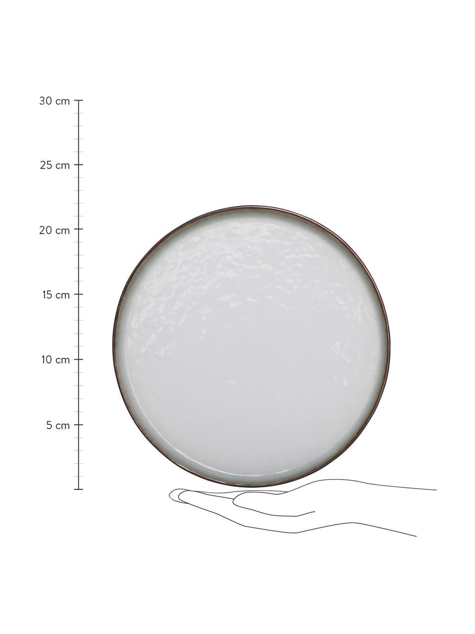 Steingut-Frühstücksteller Plato, 6 Stück, Steingut, Braun, Weiss, Ø 22 cm