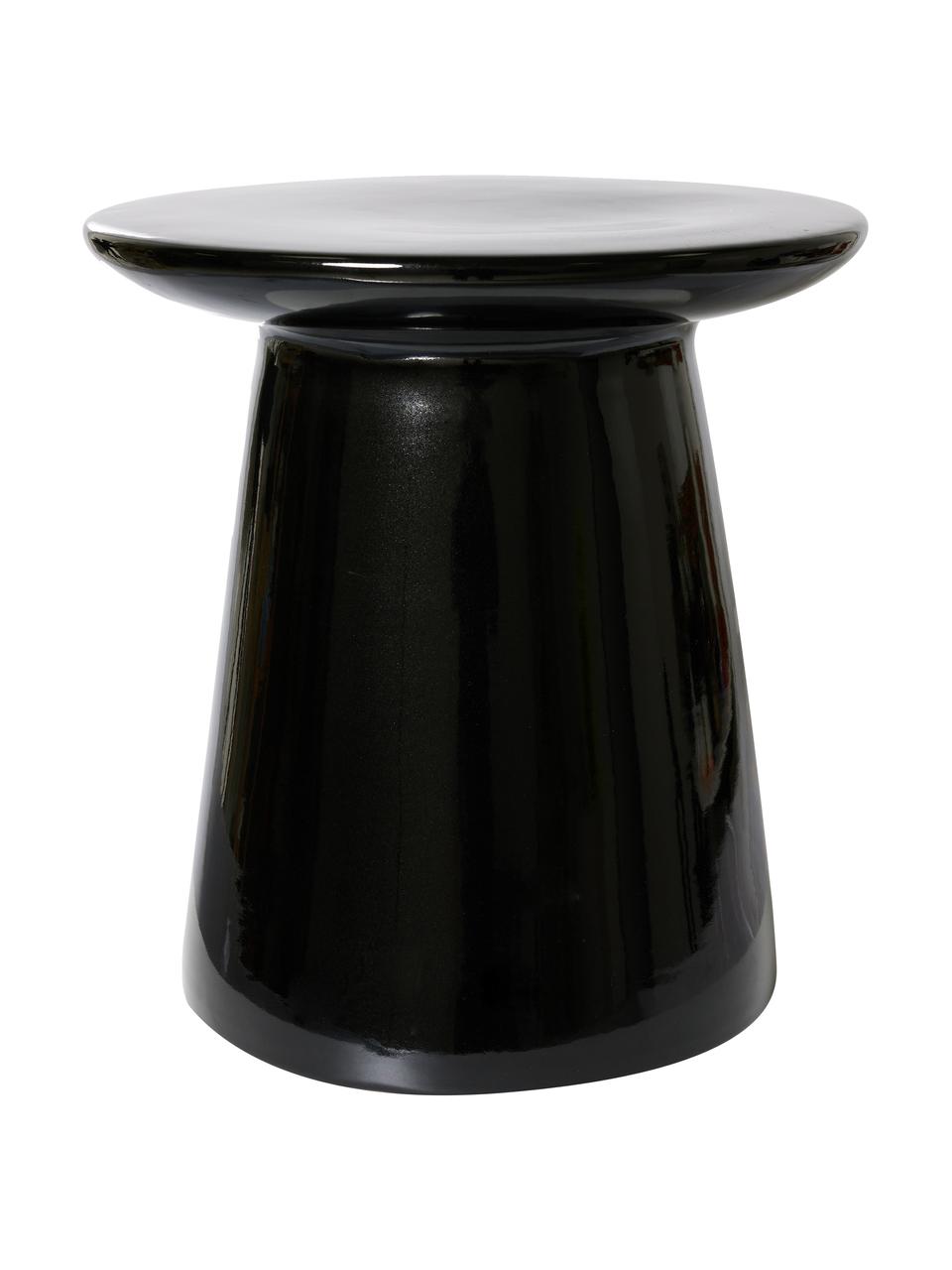 Mesa auxiliar redonda de gres Earthenware, Gres, Negro, Ø 40 x Al 43 cm
