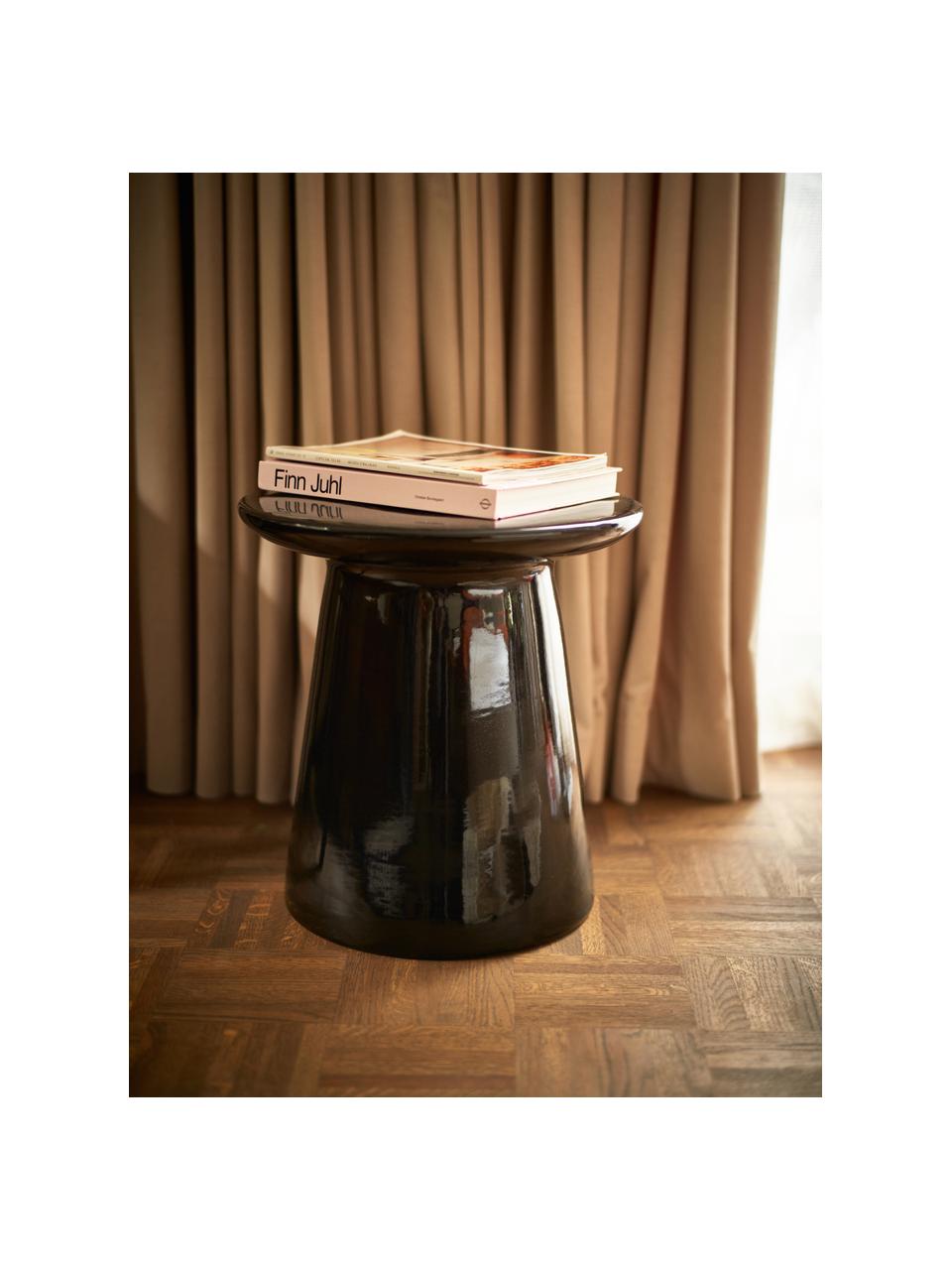 Okrúhly pomocný stolík s lesklým povrchom Earthenware, Kamenina, Čierna, Ø 40 x V 43 cm