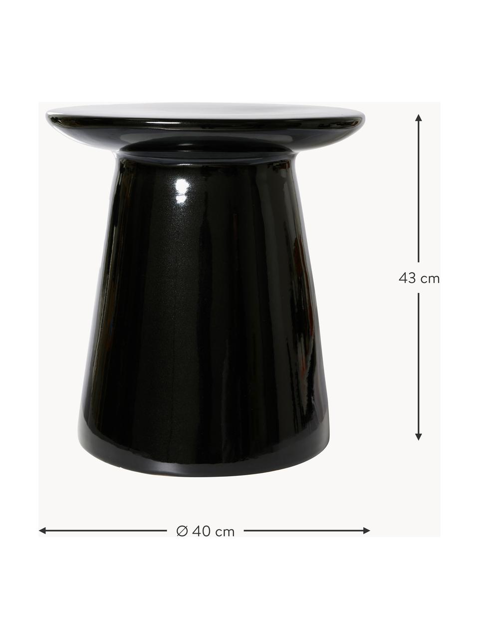 Okrúhly pomocný stolík s lesklým povrchom Earthenware, Kamenina, Čierna, Ø 40 x V 43 cm