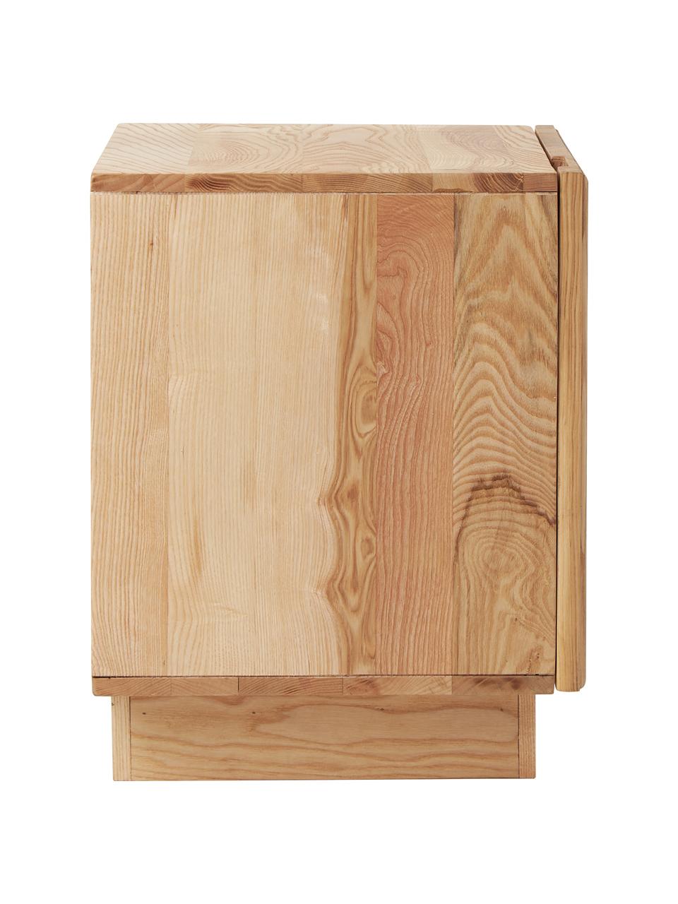 Table de chevet bois de frêne Louis, Bois de frêne massif, laqué, Bois, larg. 40 x haut. 50 cm