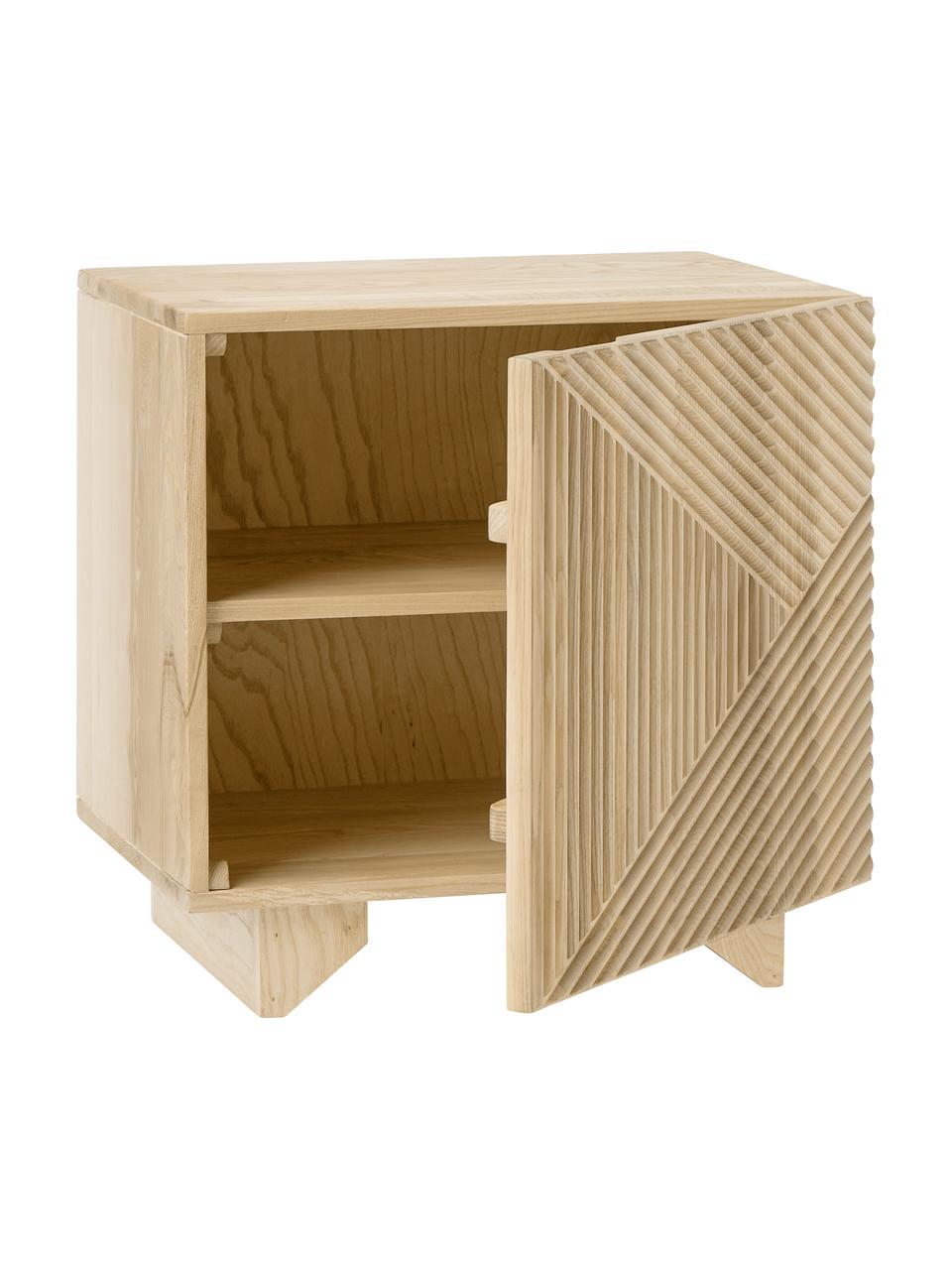 Noční stolek z masivního jasanového dřeva Louis, Masivní lakované jasanové dřevo, Jasanové dřevo, Š 50 cm, V 50 cm