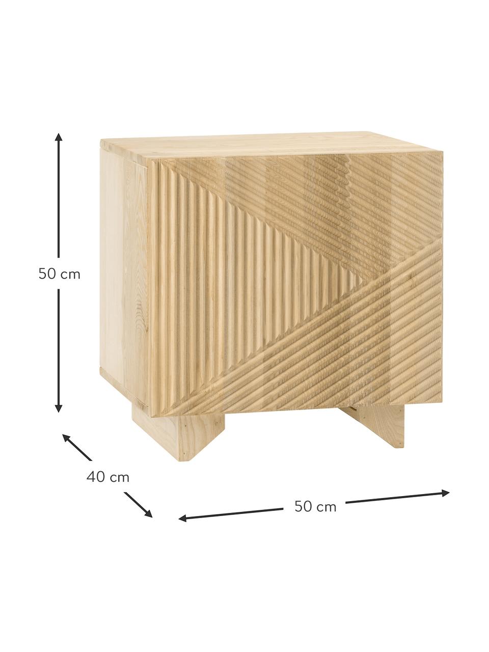 Szafka nocna z litego drewna jesionowego Louis, Lite drewno jesionowe lakierowane, Drewno jesionowe, S 50 x W 50 cm