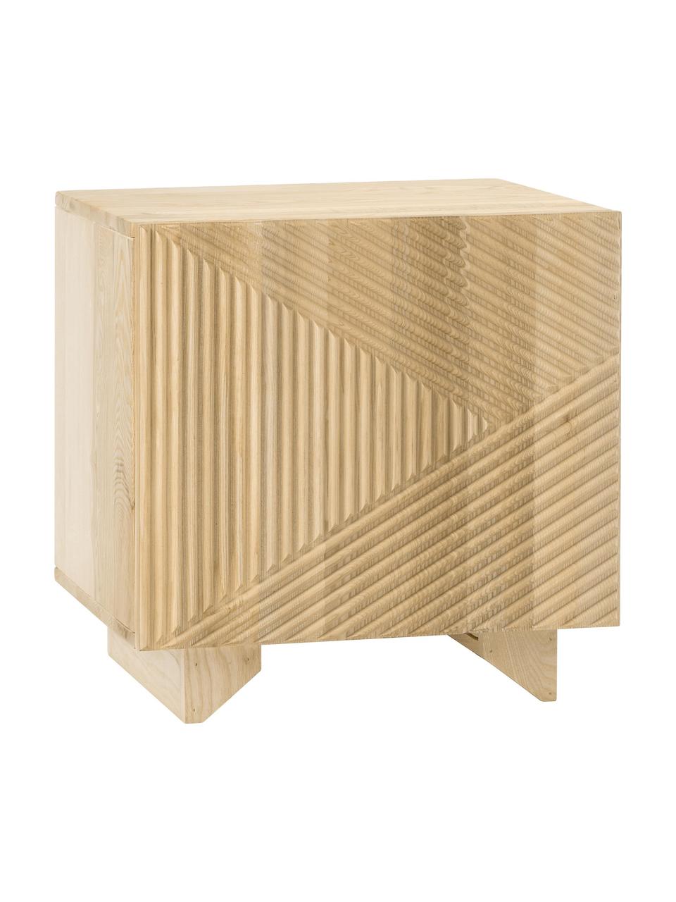 Noční stolek z masivního jasanového dřeva Louis, Masivní lakované jasanové dřevo, Jasanové dřevo, Š 50 cm, V 50 cm