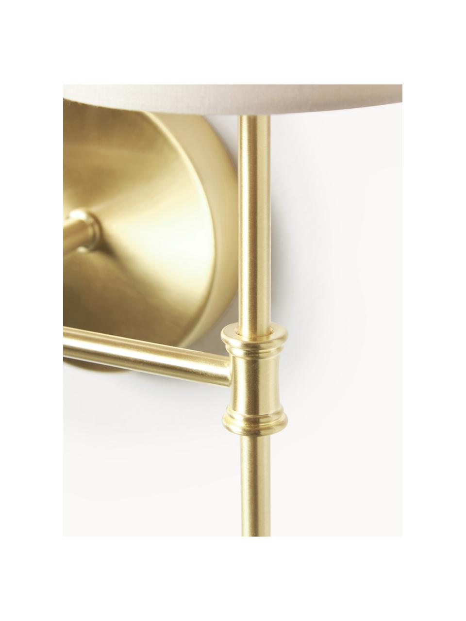 Dubbele wandlamp Kelsea, Lampenkap: textiel (20% katoen, 80% , Off White, messingkleurig, B 38 x H 36 cm